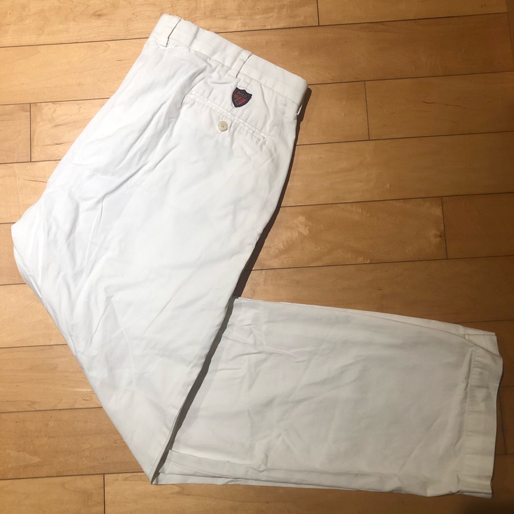White Polo Golf Pants With Crest